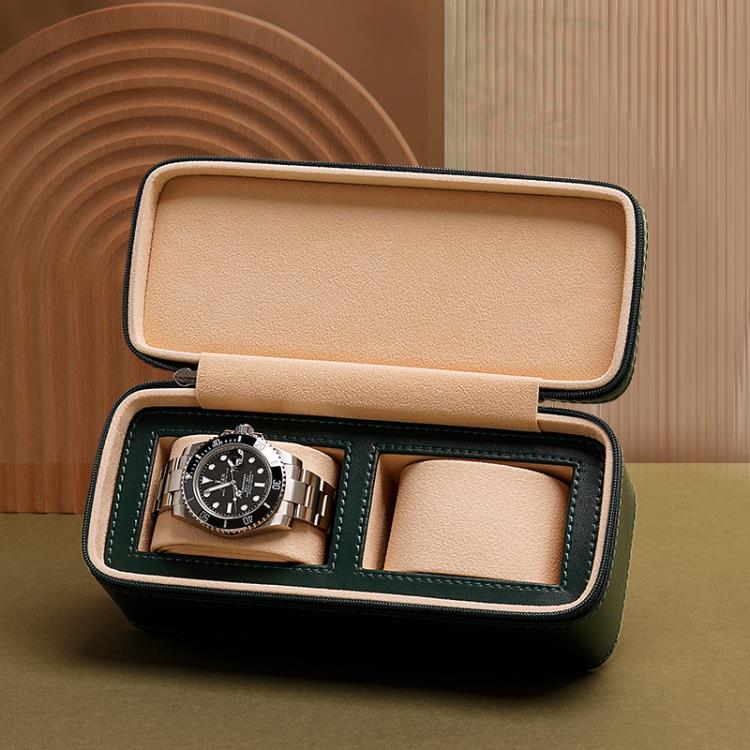 時尚皮質墨綠黑手錶收納盒高檔手錶盒便攜式旅行械錶收納包網紅禮 全館免運