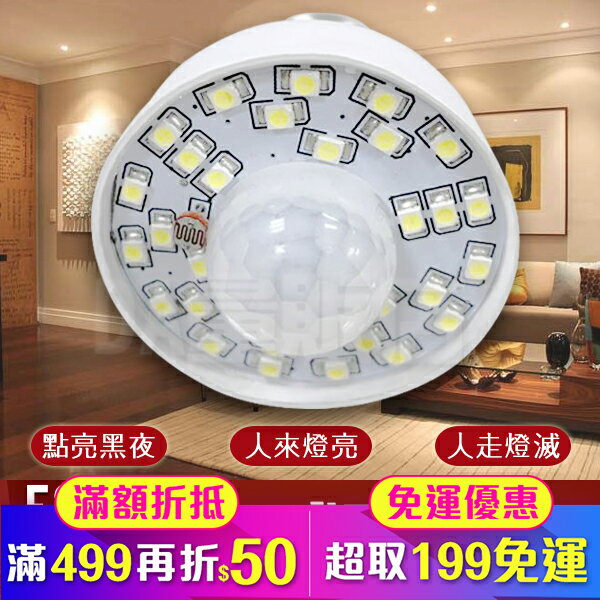 E27 LED 感應 燈泡 高亮度 人體 紅外線 感應燈 節能燈 省電 環保(17-1520)