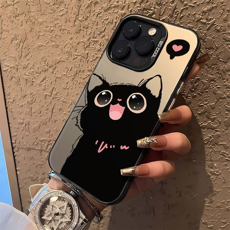 可愛愛心貓咪適用三星s25ultra手機殼s24+彩銀s23fe電鍍按鍵s22+/s21+軟萌s20fe趣味a16a05男女a56防摔a55a26