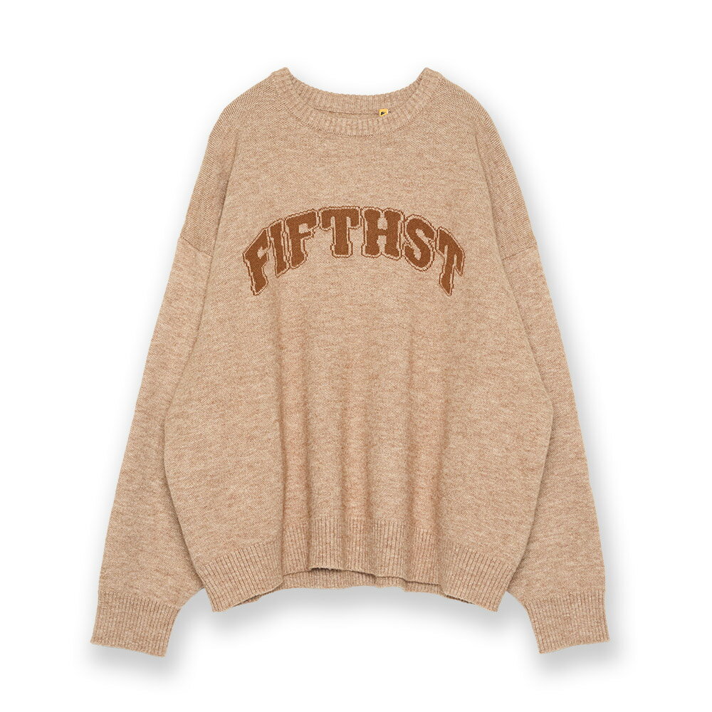 中性款 男女 寬版 毛衣 大學T 線衫 LOGO 上衣 咖啡 (580026) 【5th STREET】【APP下單天天10%回饋】 治裝激推 最高折426 5