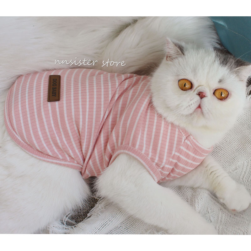 馬卡龍4色 純棉貓咪無袖背心 可愛寵物狗衣服夏季薄款 防掉毛英短
