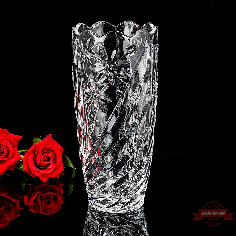 水晶玻璃花瓶透明歐式創意水培富貴竹花瓶百合花瓶玫瑰插花花盆