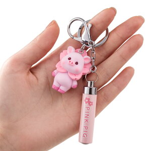 LED手電筒豬豬公仔鑰匙扣掛件創意網紅情侶INS汽車鏈男女鎖匙圈環