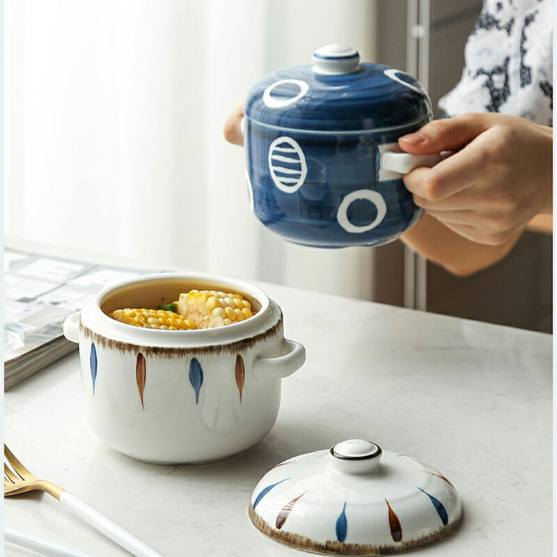 隔水燉盅日式陶瓷小湯盅帶蓋雙蓋雙耳燉罐家用燕窩蒸蛋專用燉碗