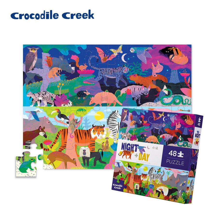 (4歲以上) 美國 Crocodile Creek 探索主題拼圖-白晝黑夜 (48片)