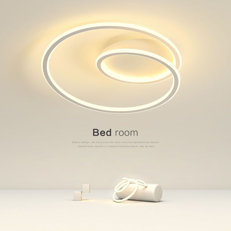 臥室吸頂燈現代簡約北歐圓環led燈具創意極簡個性書房間主臥室燈