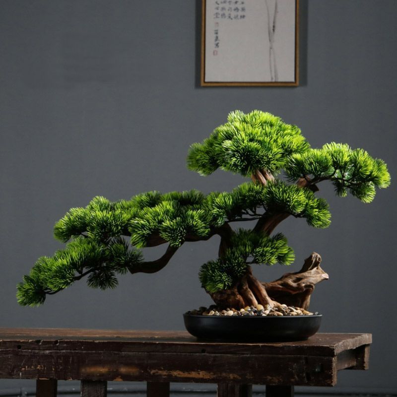 免運 公司貨 仿真花擺件 裝飾品 假花 盆栽 裝飾花藤 模擬迎客松植物盆景辦公室擺件造景客廳玄關裝飾品模擬樹室內景觀
