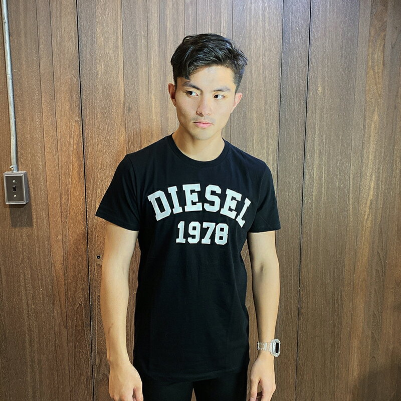 美國百分百【全新真品】DIESEL T恤 短袖 上衣 T-shirt LOGO Tee 黑色 男衣 棉T L號 H967