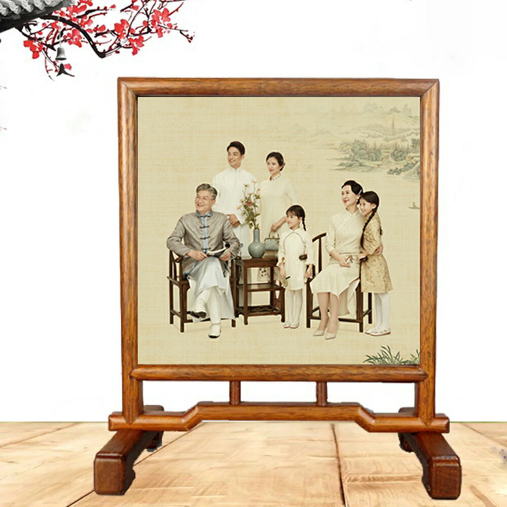 新中式 古風照片擺件 中國風12寸雙面相片屏風擺臺字畫框禮品相架 4