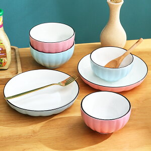 碗碟套裝家用碗筷陶瓷碗北歐盤子吃飯碗日式輕奢餐具組合一兩人食