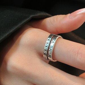 小寶s925純銀四方羅馬數字開口戒指女小眾設計輕奢時尚個性高級感