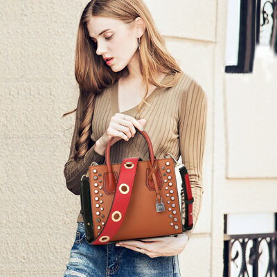 皮革肩背帶-打孔金色圓形包包背帶8色73ve24【獨家進口】【米蘭精品】