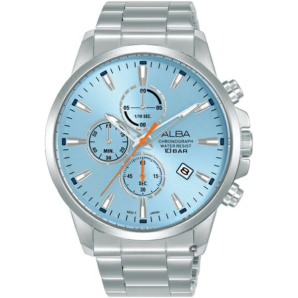 ALBA 雅柏錶 ACTIVE 酷炫三眼計時腕錶 VD57-X209B(AM3913X1)-43mm-藍面鋼帶【刷卡回饋 分期0利率】【APP下單22%點數回饋】