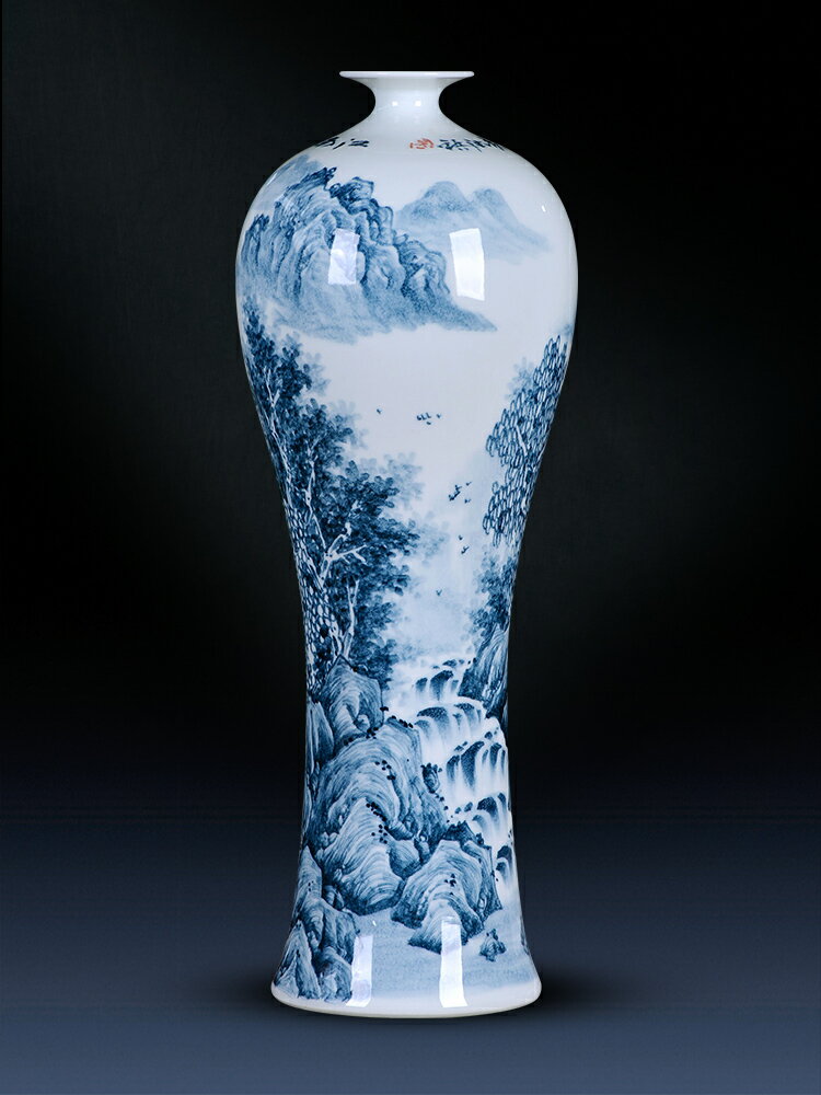 景德鎮瓷器花瓶陶瓷手繪青花瓷瓶擺件客廳插花現代中式家居裝飾品