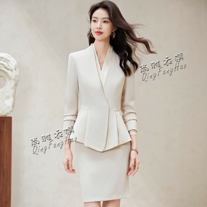 長袖職業裝西裝套裝女氣質時尚高階酒店前臺大堂經理美容院工作服yx