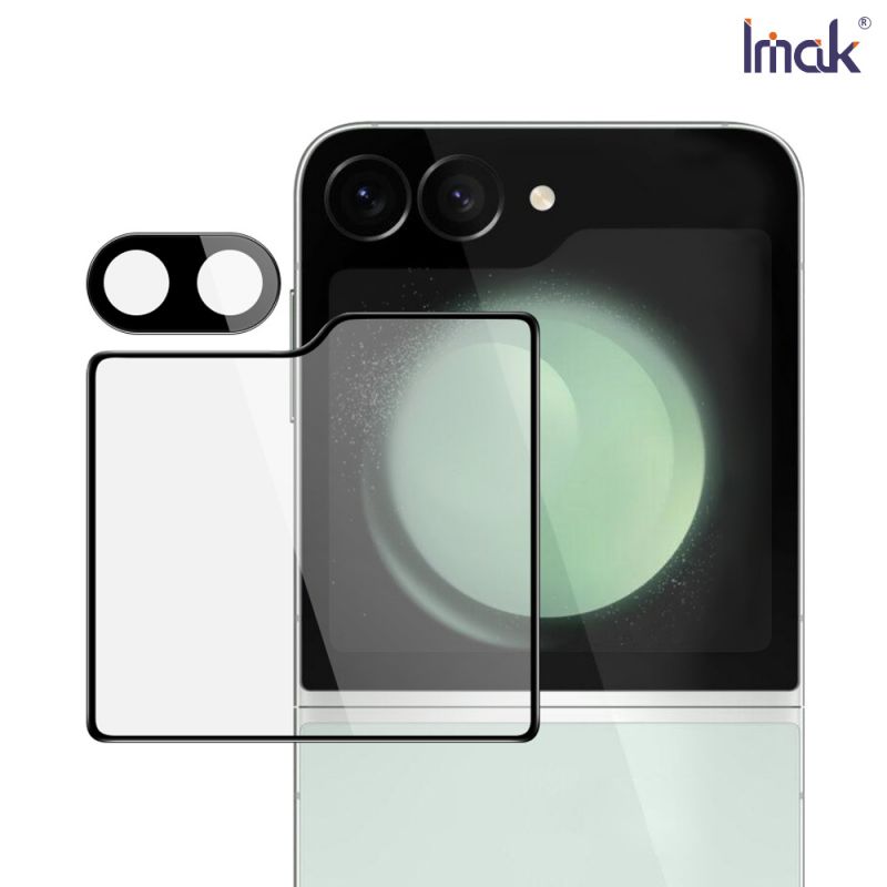 Imak SAMSUNG 三星 Z Flip 6 5G 鏡頭玻璃貼(含玻璃外螢幕貼)(曜黑版) 奈米吸附 鏡頭貼 鏡頭保護貼 鏡頭膜
