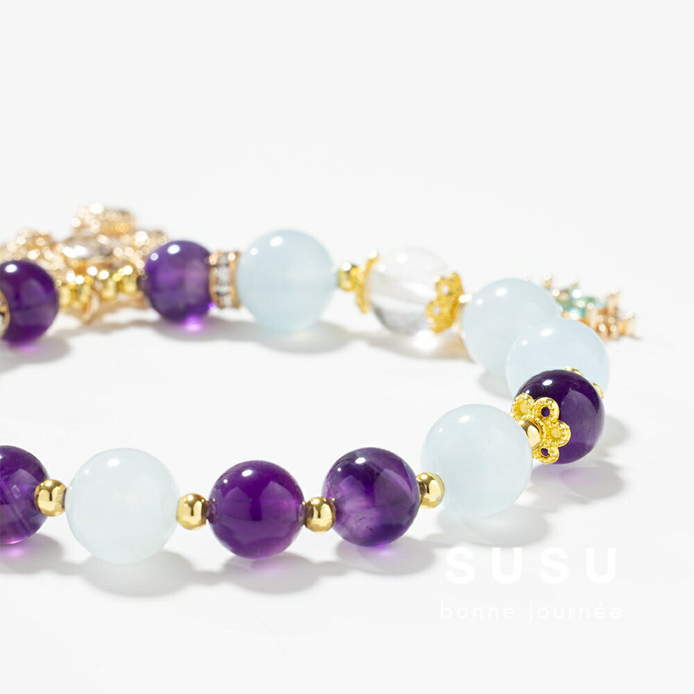 SU SU︱星河水晶手鍊❤️紫水晶 白水晶 海藍寶 事業運 招財 轉運 能量 防小人 送禮 推薦 3