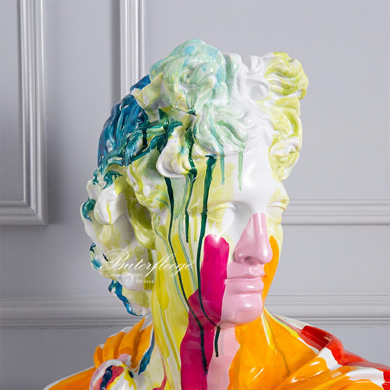 蝶陶大衛雕塑樣板間裝飾品樹脂大型擺件酒店玄關雕像人頭北歐家居 1