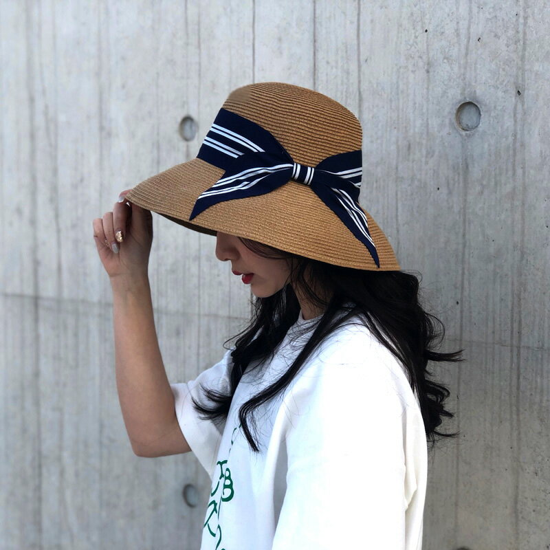 ins大沿草帽女太陽帽出遊沙灘防曬遮陽帽子海邊度假防紫外線涼帽1入
