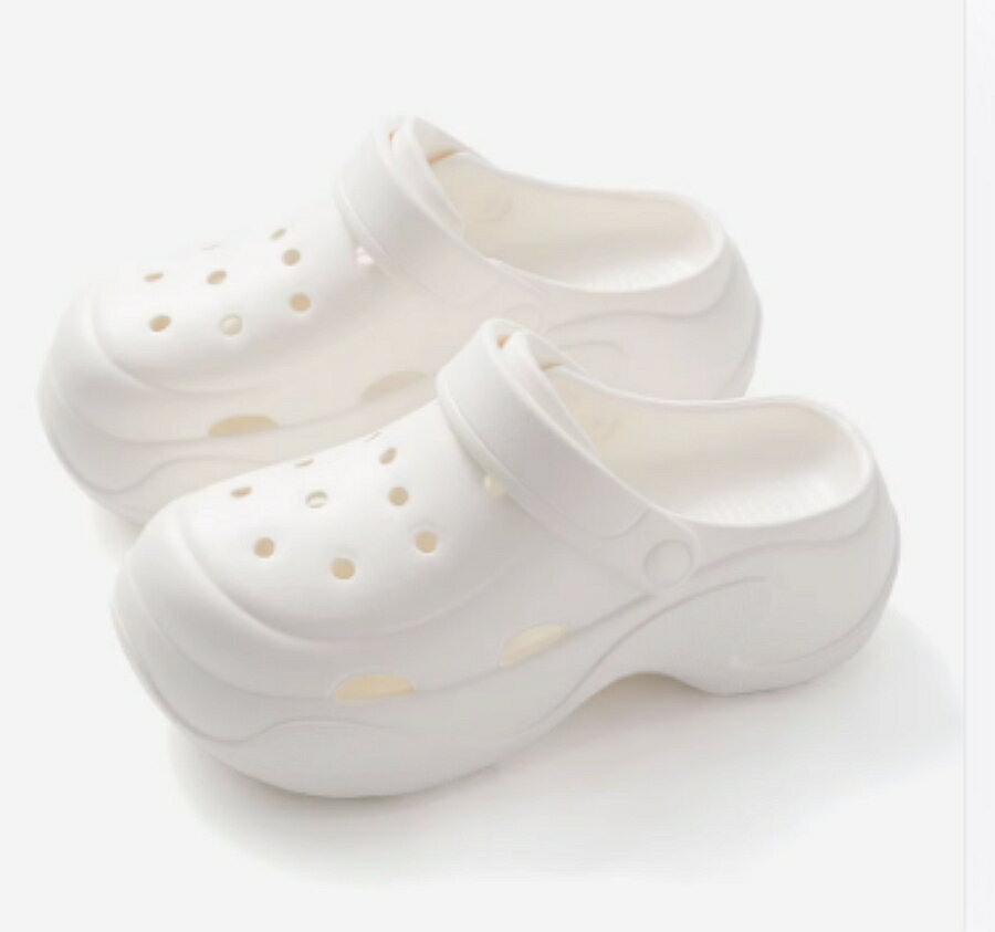 送蛙鏡全白 厚底 高跟 洞洞鞋 厚底涼鞋 增高 夏日必穿 類 CROCS 布希鞋【陽光樂活】