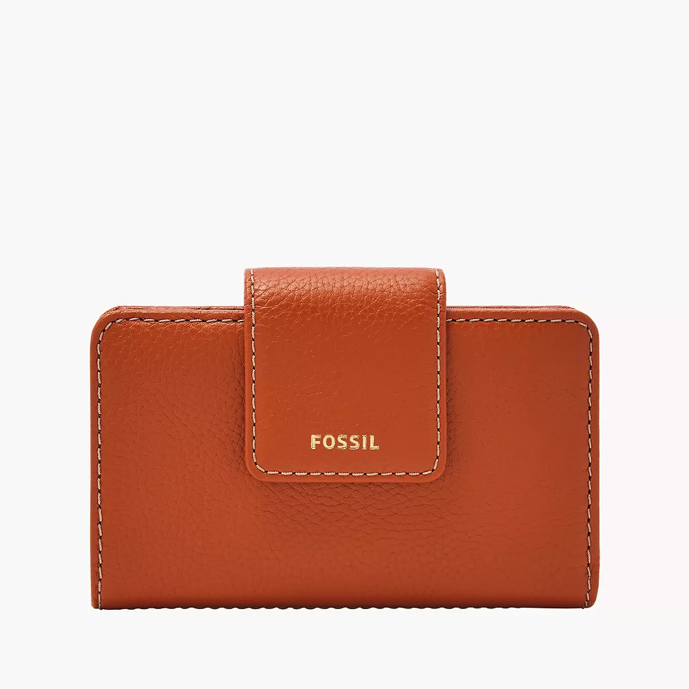 FOSSIL 兩摺中夾 Madison Tab多功能皮夾 牛皮皮革 中夾 皮夾 錢包 卡片夾 紅棕色(現貨)▶指定Outlet商品5折起☆現貨【送禮首選★APP下單點數4倍送】