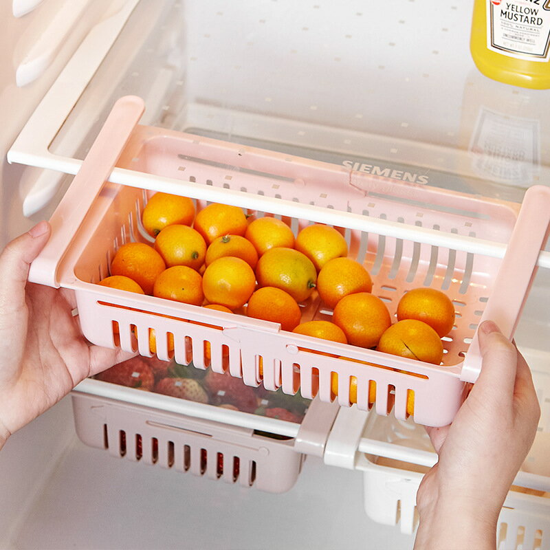 家用冰箱收納瀝水水果盒可伸縮抽屜式保鮮盒分類收納盒隔板置物架