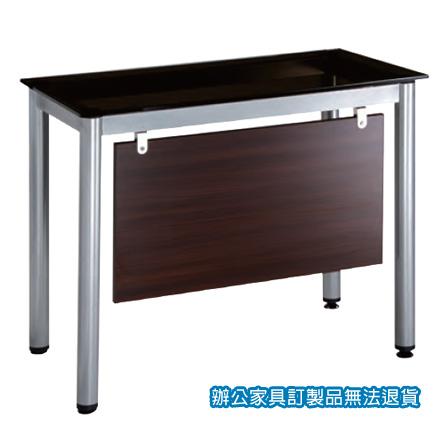 TSB烤銀圓柱腳 TSB-90TG 辦公桌 10m/m 強化茶玻 /張