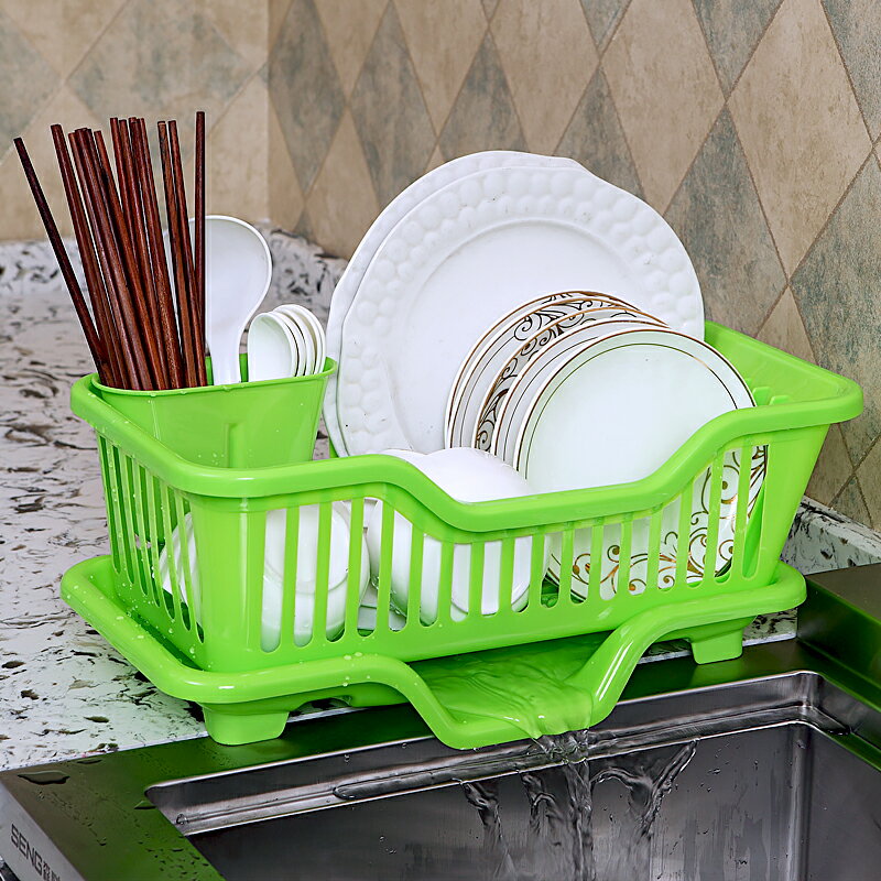 廚房用品瀝水碗架碗筷收納盒帶蓋灶臺櫥柜水槽置物架塑料籃晾碗柜