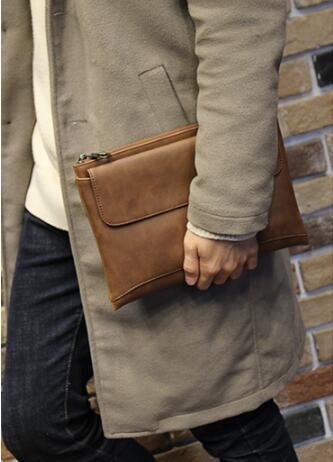 FINDSENSE Z1 韓國 時尚 潮 男 複古 軟皮 大容易 商務 手提包 手拿包 皮夾包 公事包 2色
