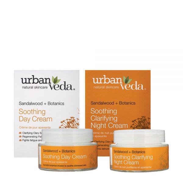 【英國城市吠陀】urban veda-檀香舒敏臉部保養兩件組(保濕日霜、修復晚霜)