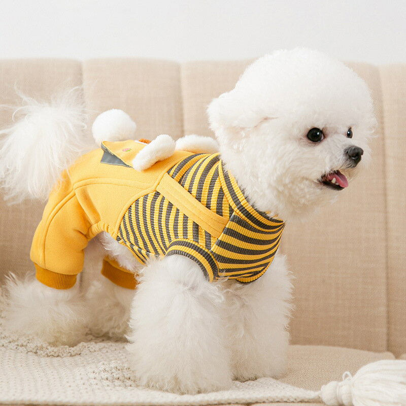 小狗狗衣服秋季比熊泰迪博美小型犬條紋四腳衣寵物春秋裝