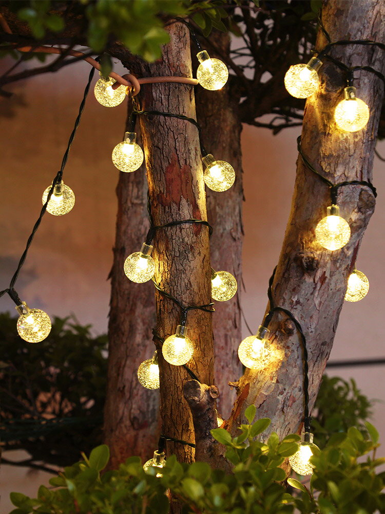 太陽能燈戶外庭院燈LED七彩串燈防水花園裝飾星星燈串掛樹閃燈帶