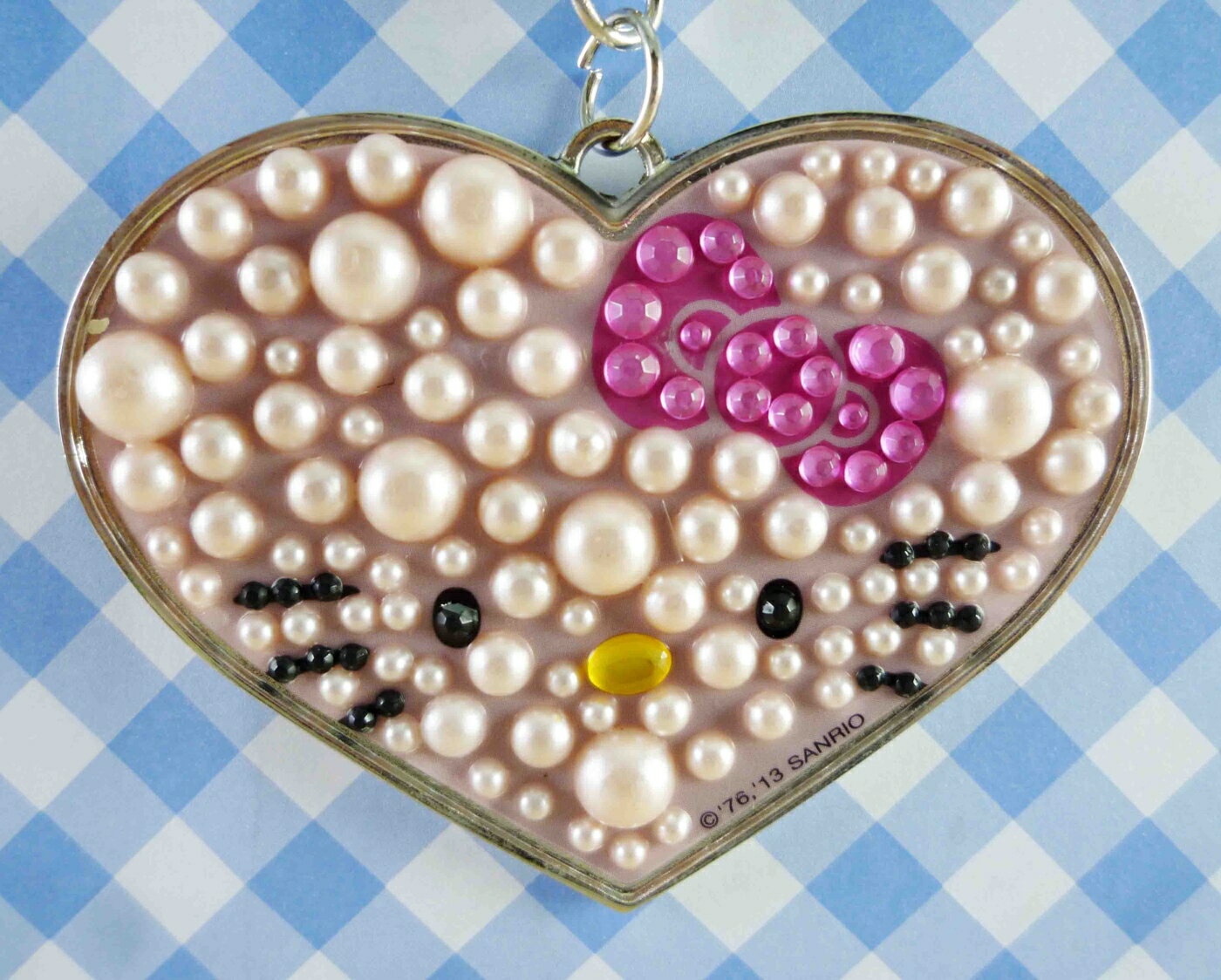 【震撼精品百貨】Hello Kitty 凱蒂貓 KITTY鑰匙圈-心型粉珠 震撼日式精品百貨