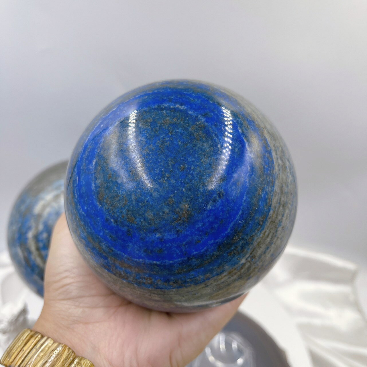 嚴選帶眼高品 青金石球 高品質 100mm 青金石 石球 擺件 擺飾 大尺寸 大能量 冥想 療愈 送底座 現貨 00821