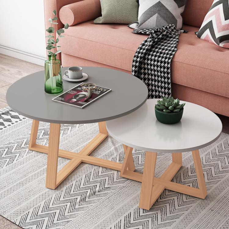 熱銷新品 簡約現代北歐客廳家用小戶型創意迷你實木圓形小沙發邊桌