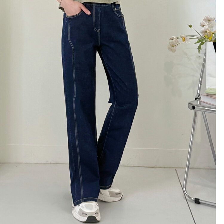 竹節紋落地寬褲(S-3L)【B370476】