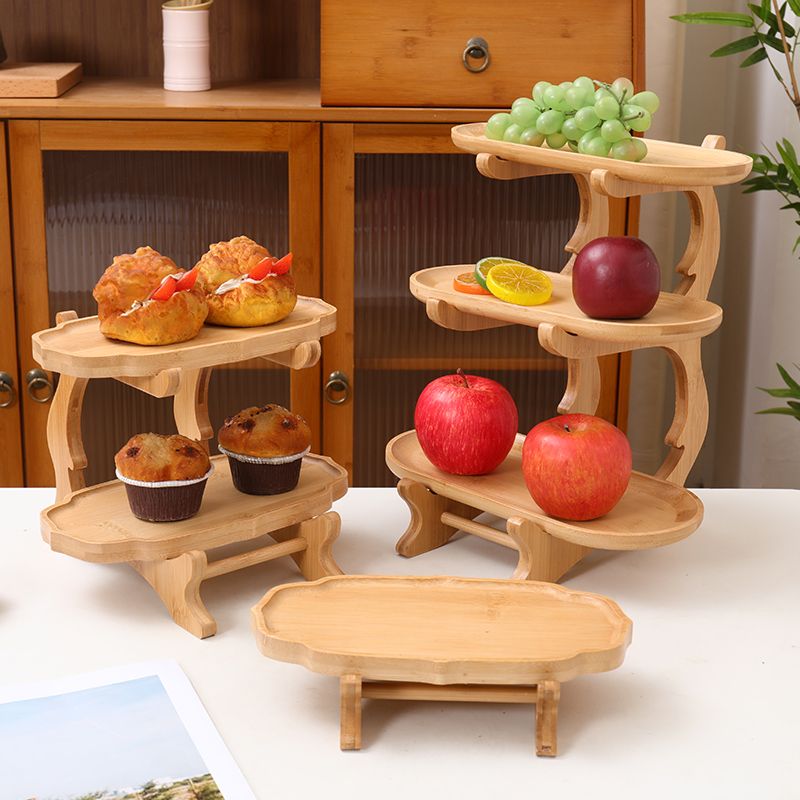 多層水果盤 創意多層水果盤三層水果盤堅果盤竹木木質托盤中式點心零食盤果盤