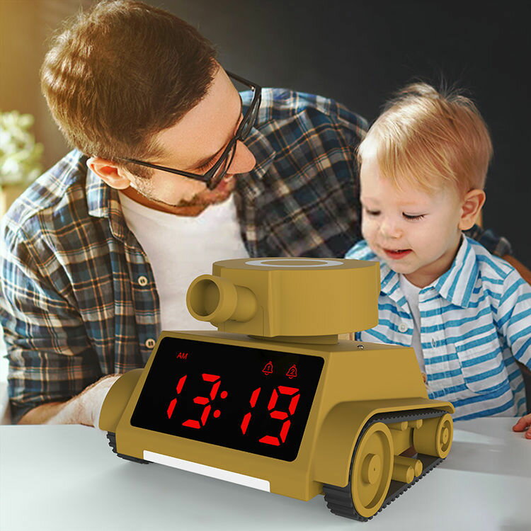 時鐘 卡通兒童電子鬧鐘 小坦克造型時鐘 學生學習專用鐘 時間管理器