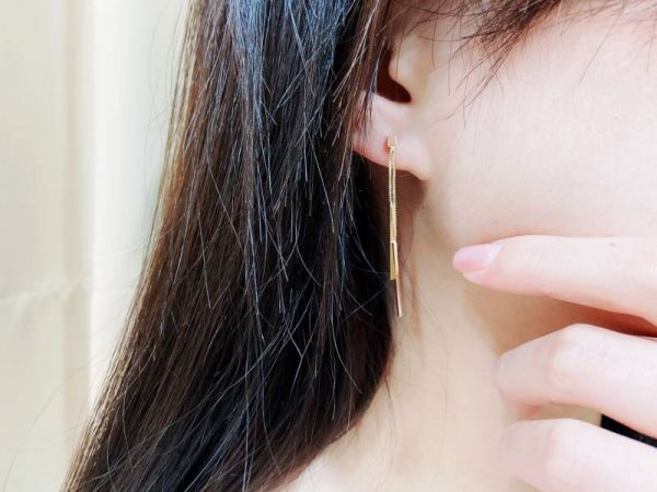 現貨專區｜小方塊垂墜銀針耳環-氣質金(hdes30-g)｜送禮精選店家★Reyna jewelry 女王飾品