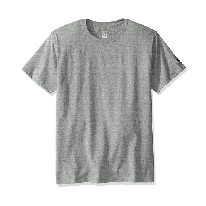 美國百分百【Champion】冠軍 T恤 短袖 T-shirt logo 素T 高磅數 灰 S-XL號 I203