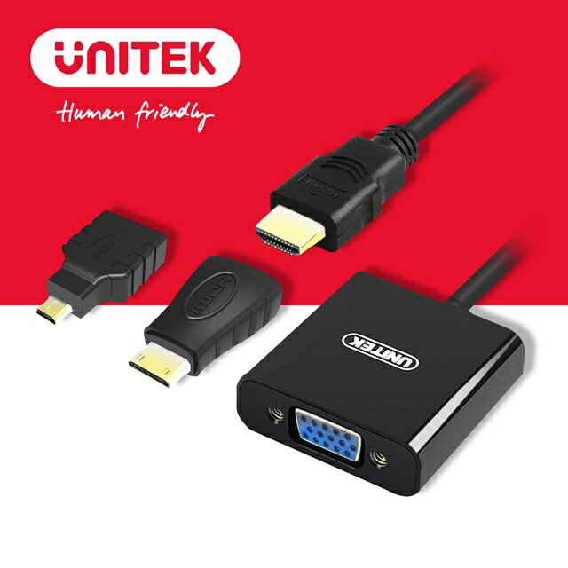 【樂天限定_滿499免運】UNITEK HDMI轉VGA轉換器(Micro / Mini HDMI 轉接頭) (Y-6355)