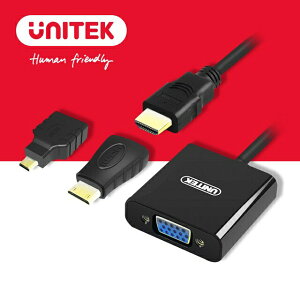 【樂天限定_滿499免運】UNITEK HDMI轉VGA轉換器(Micro / Mini HDMI 轉接頭) (Y-6355)