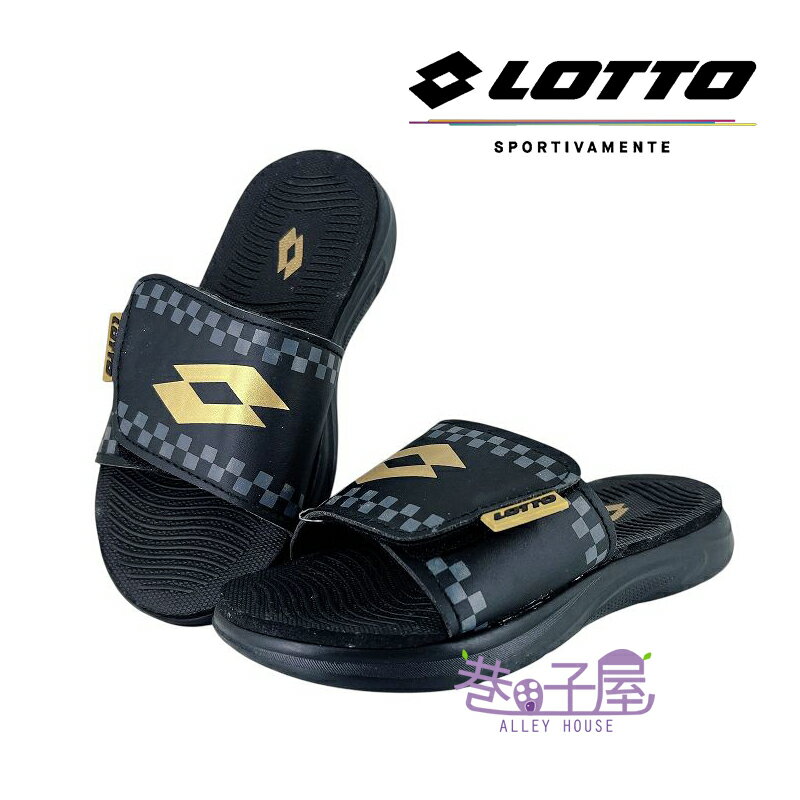 LOTTO樂得 童鞋 躍動 輕量 可調整 避震 舒適 運動拖鞋 [LT1AKS3850] 黑金【巷子屋】
