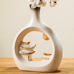 免運 裝飾品 居家擺飾 藝術擺件 掛件 新中式家居裝飾陶瓷花瓶仿真花擺件小眾輕奢高檔上檔次高顏值擺設