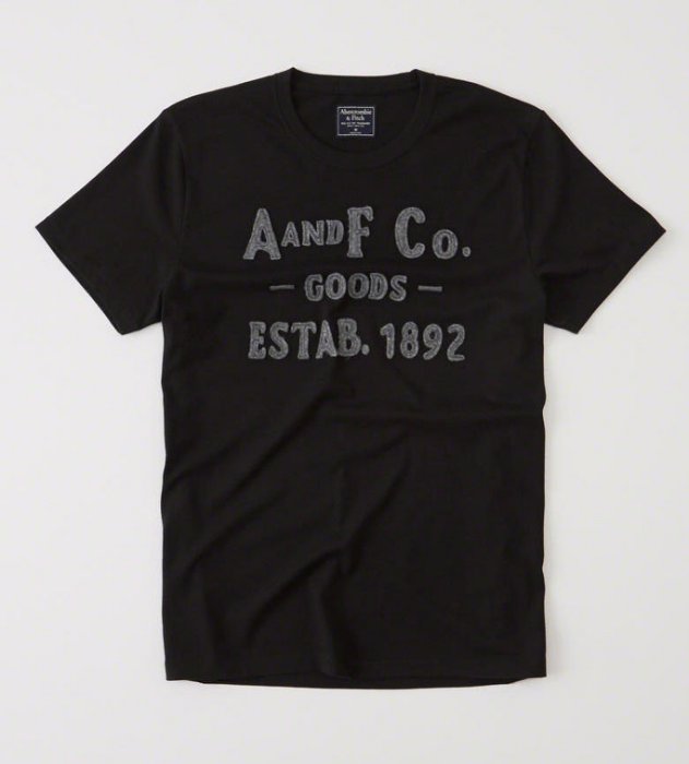 美國百分百【Abercrombie & Fitch】T恤 AF 短袖 T-shirt 短T 麋鹿 黑色 S號 H996