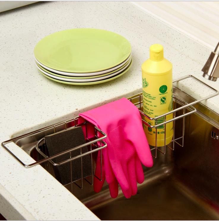不銹鋼水槽瀝水架創意廚房置物架洗菜洗碗抹布家務清潔手套收納架