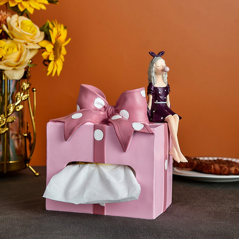北歐創意ins風紙巾盒擺件 可愛少女心餐桌客廳現代輕奢家用抽紙盒