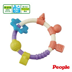 【奇買親子購物網】日本People 環狀手搖鈴咬舔玩具