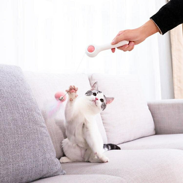 貓咪玩具自動伸縮薄荷球自嗨啃咬貓用品解悶神器羽毛替換頭逗貓棒