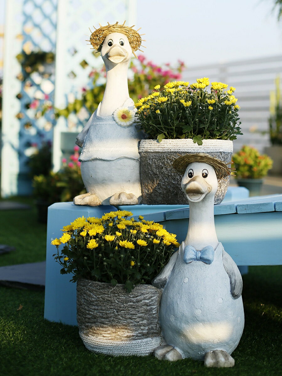 鴨子動物花盆創意個性陽臺田園農家樂花園擺件佈置庭院幼兒園裝飾